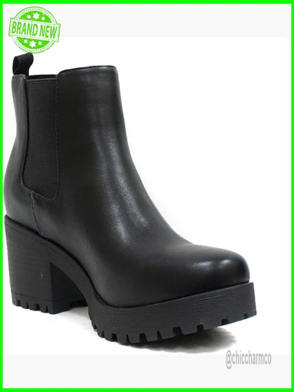 Chunky Lug Sole Ankle Bootie with Elastic Gore
